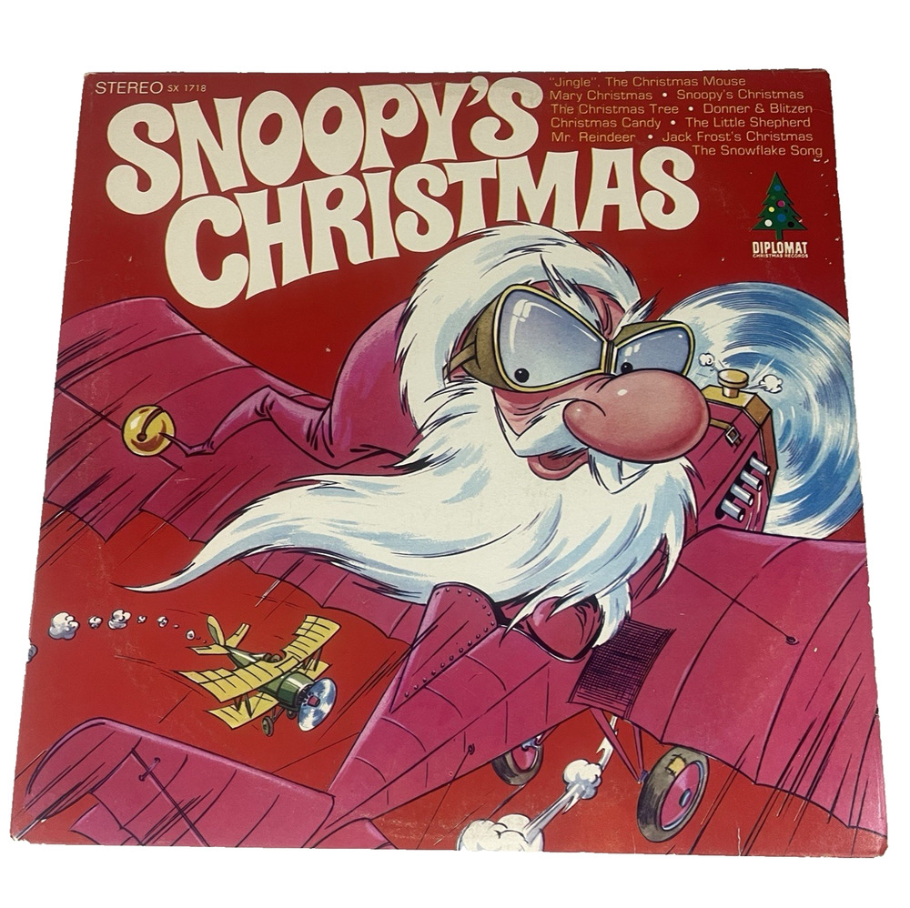 Snoopy's Christmas Vtg 1960's LP Vinyl Album Animated Santa Cover Novelty Kids